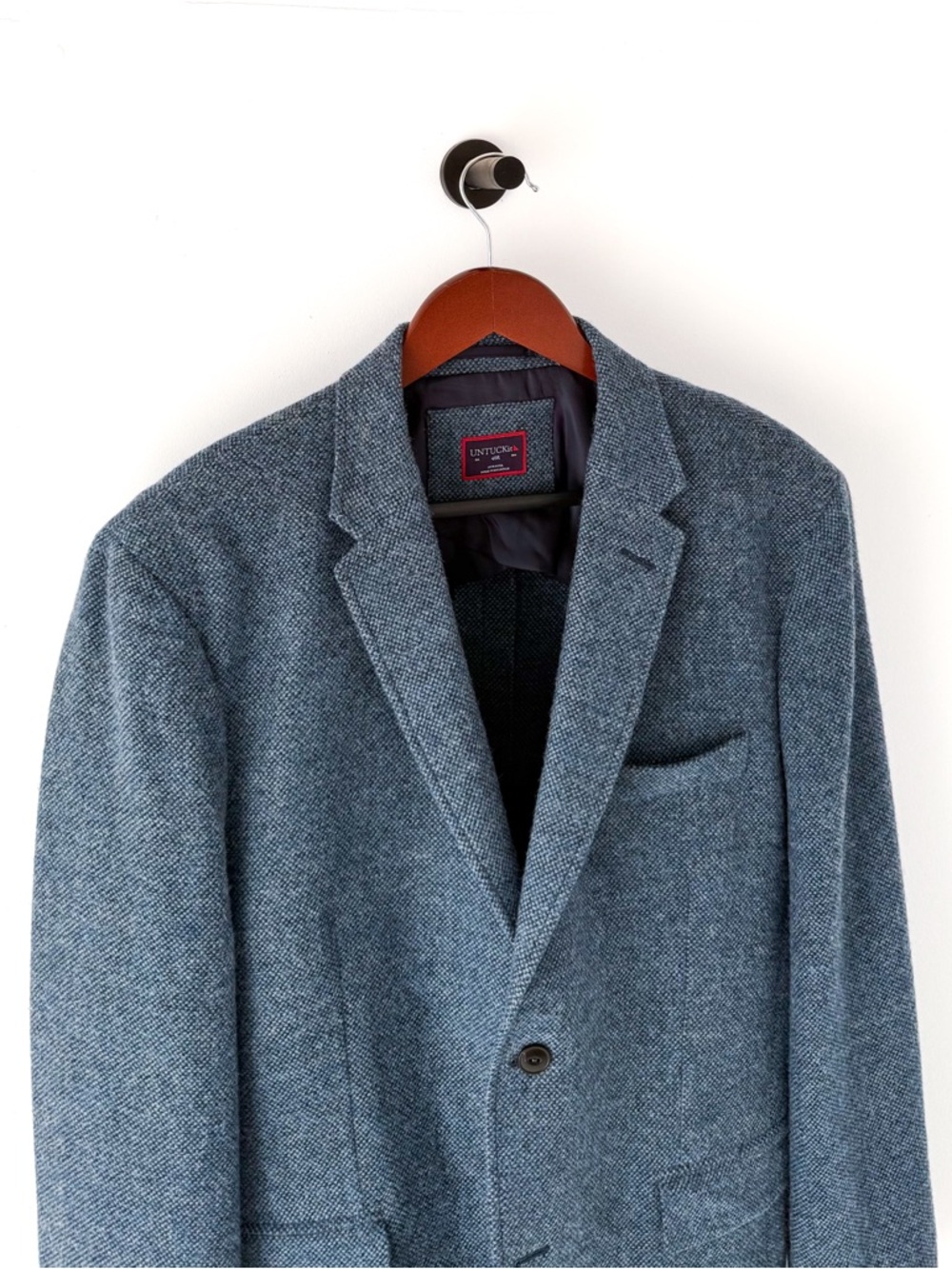 New UNTUCKit Flannel Italian Wool Blazer Sport Coat Piper Blue Mens 40R - Picture 11 of 14
